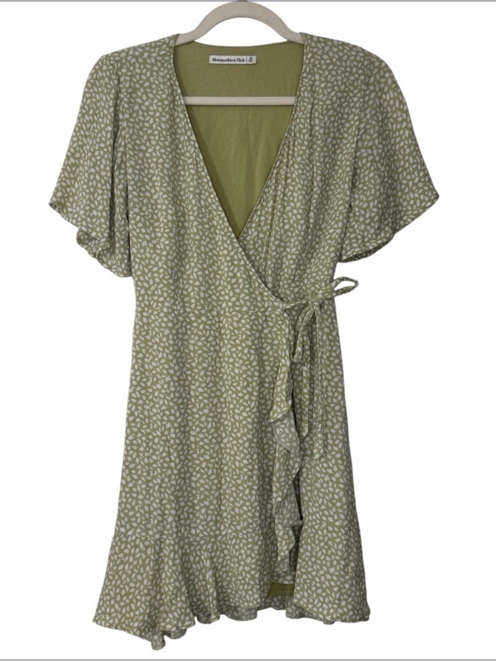 Abercrombie & Fitch Sage Green Floral Wrap Mini Dress - Picture 2 of 7